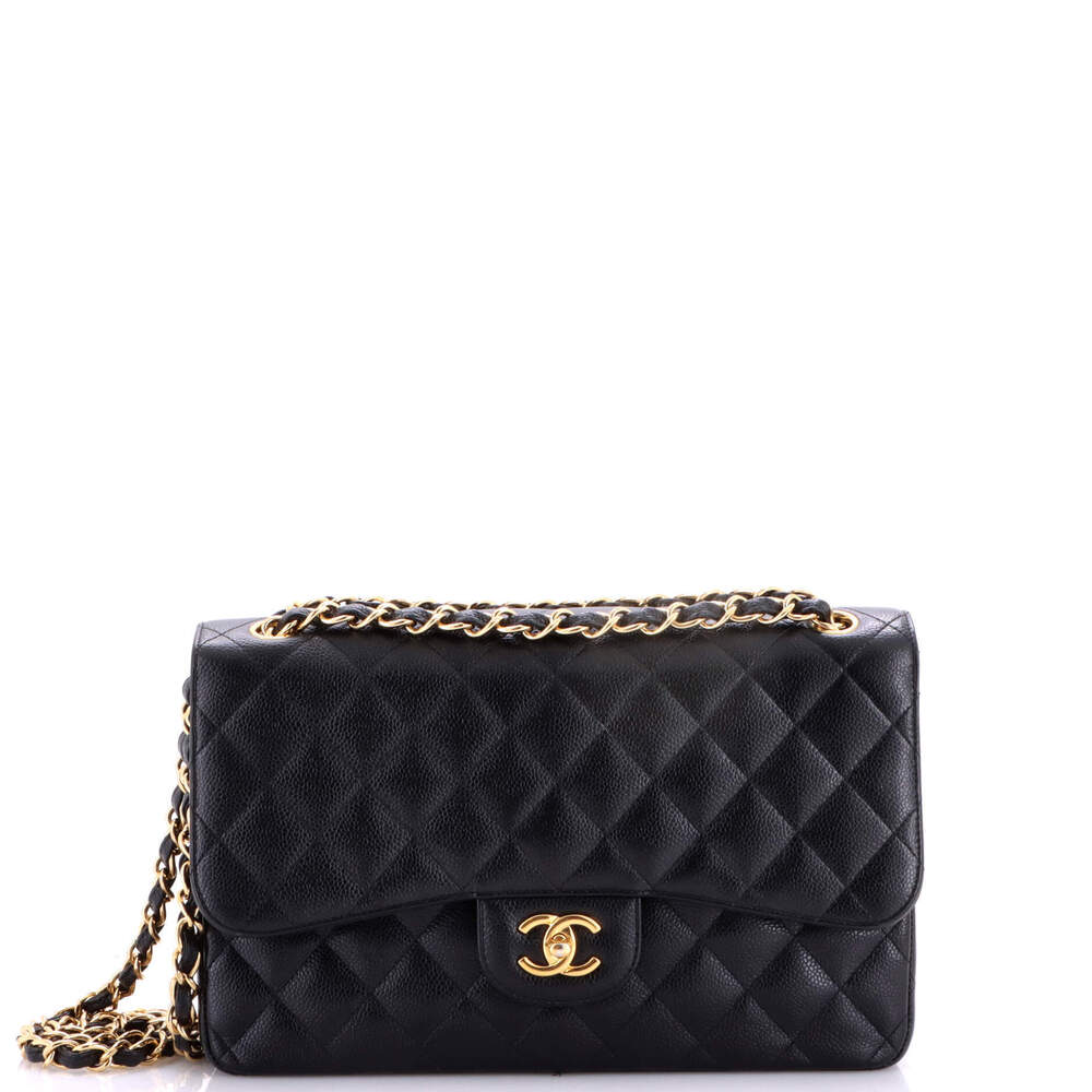 Chanel Jumbo Classic Double Flap Bag Quilted Caviar